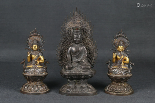 A GROUP OF SILVER BUDDHA STATUETTES