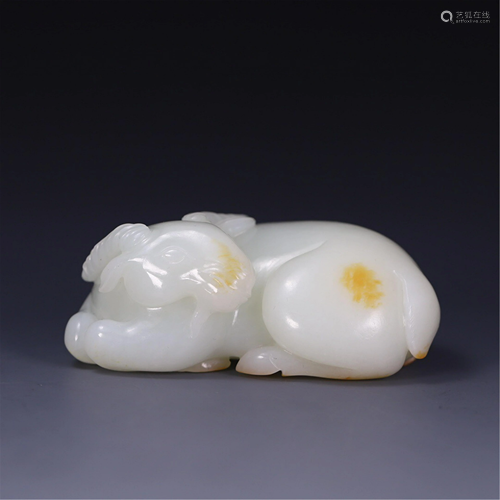 A GOAT SHAPED JADE CARVING