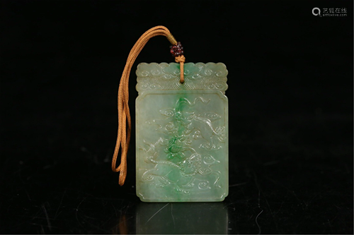 A JADEITE CARVED RECTANGULAR PENDANT