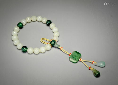 A White Jade Prayer Beads Qing Dynasty