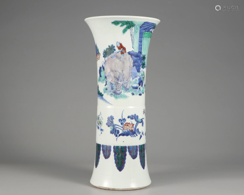 A Famille Verte Beaker Vase Gu Qing Dynasty