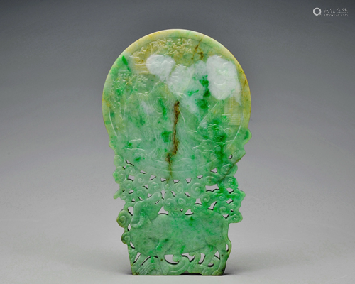 A Carved Jadeite Panel Qing Dynasty