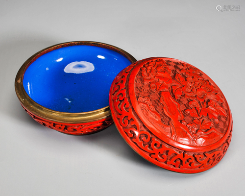 A Carved Cinnabar Lacquer Box Qing Dynasty