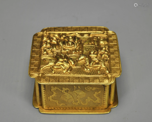 A Gilt-Bronze Squared Box Qing Dynasty