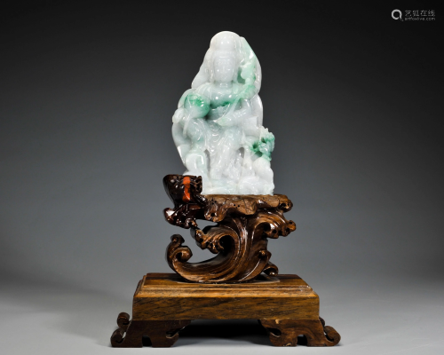 A Jadeite Carving with Stand Qing Dynasty