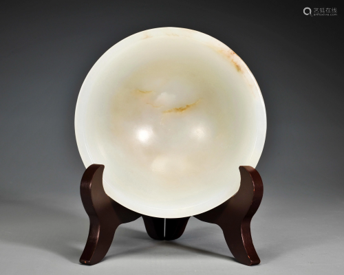A Carved White Jade Bowl Qing Dynasty