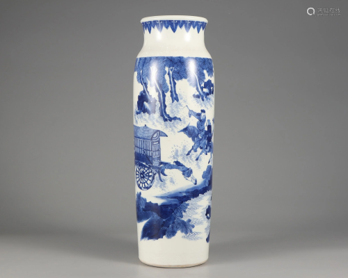 A Blue and White Sleeve Vase Qing Dynasty