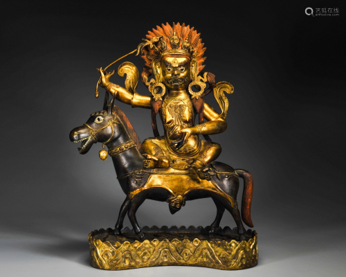 A Gilt-bronze Palden Lahmo Qing Dynasty