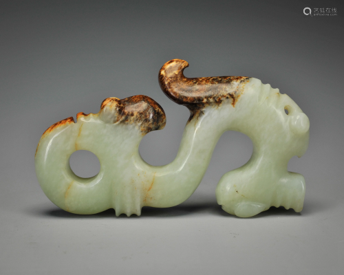 A Carved White And Russet Jade Decoration Han Dynasty