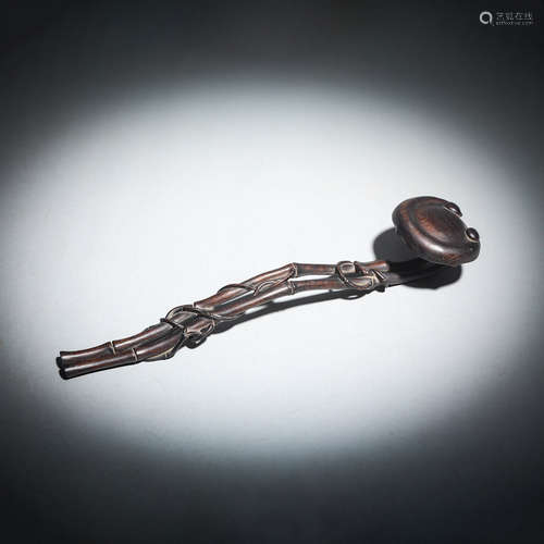 A Carved Wood Ruyi Sceptre