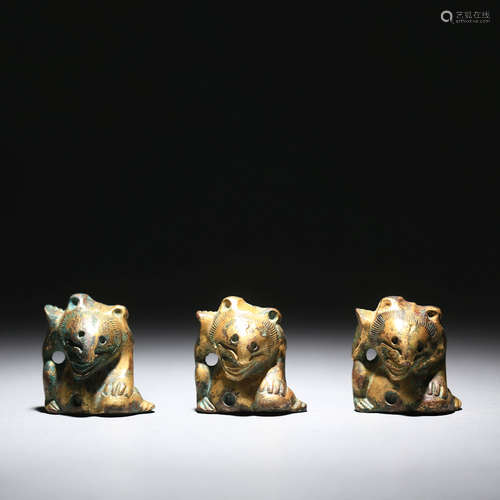 Three Gilt Bronze Bears