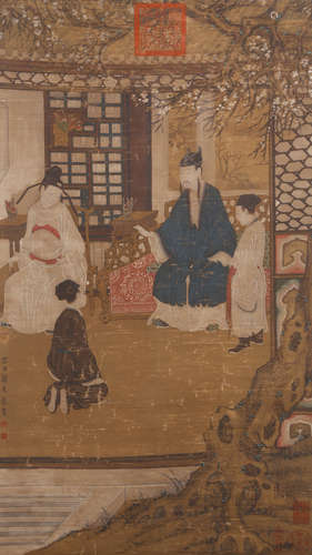 Gu Jianlong  Figure Painting Scroll