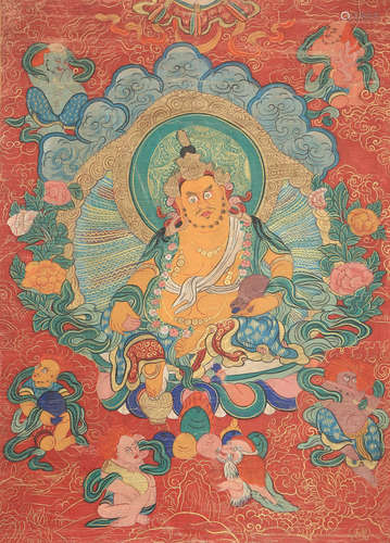 A Thangka Panel Of Jambhala