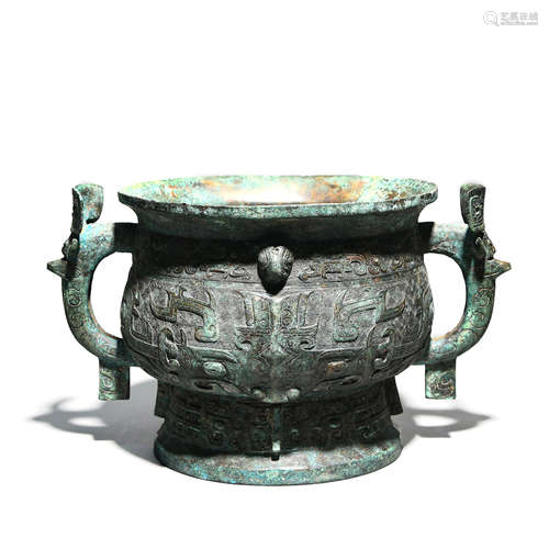 A Bronze Ritual Double-Eared Vessel