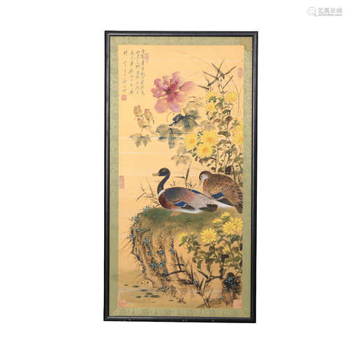 Xie Zhiliu  Flower And Birds Painting Scroll