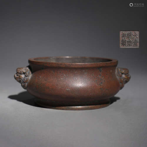 A Bronze Double-Eared Incense Burner