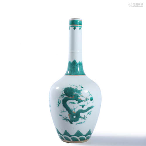 A Green Enamel Nine Dragon Vase