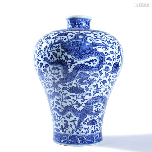 A Blue And White Dragon Meiping Vase