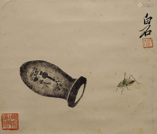 Qi Baishi  Bugs Painting Scroll