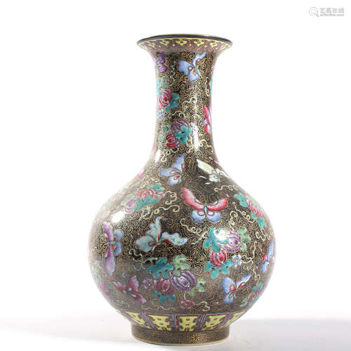 A Yangcai Butterfly And Flower Vase