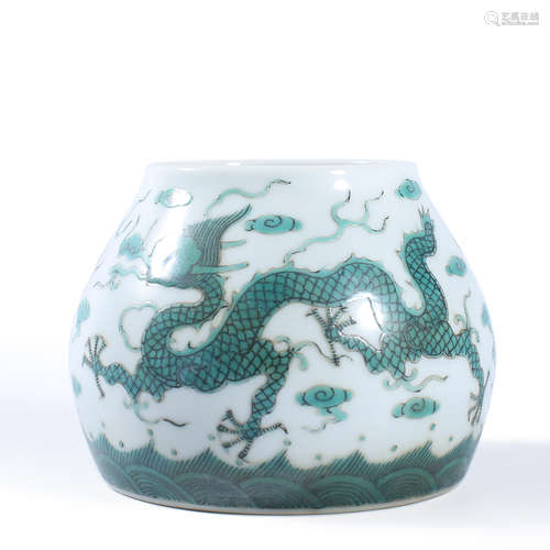 A Green Enamel Dragon Water Pot