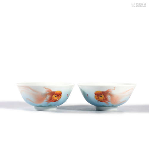 A Pair Of Yangcai Goldfish Bowls