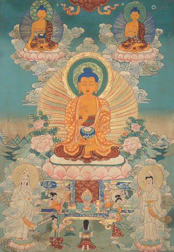 A Thangka Panel Of Shakyamuni