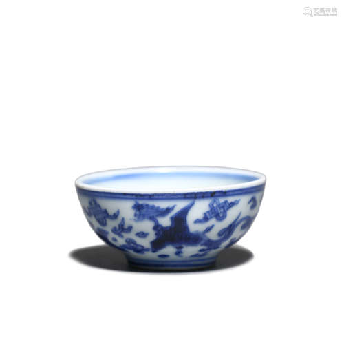 A Blue And White Bird Cup