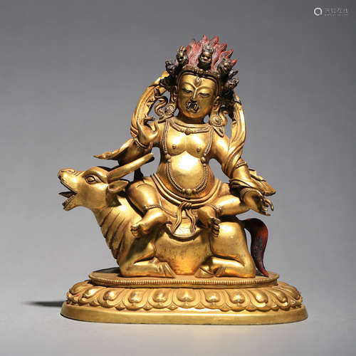 A Gilt Bronze Figure Of Guardian