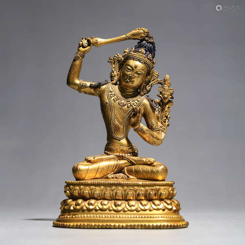 A Gilt Bronze Figure Of Manjushri