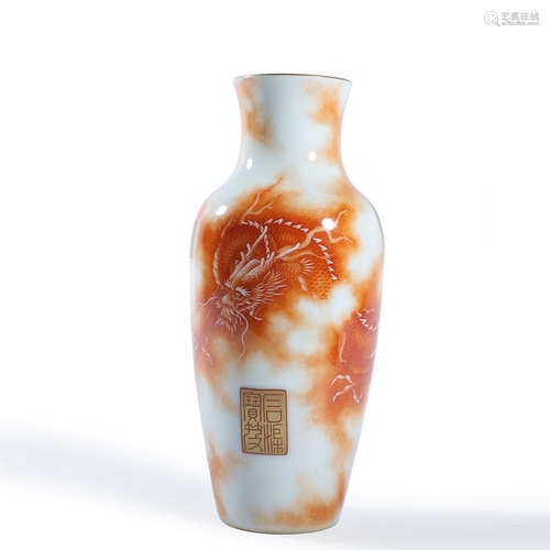 An Iron-Red Glaze Guanyin Vase