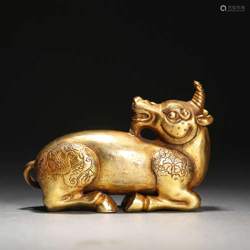 A Gilt Bronze Mythical Beast Ornament