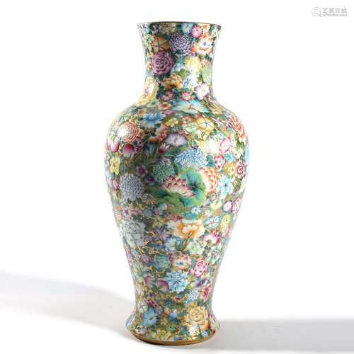 A Yangcai Millefleurs Guanyin Vase