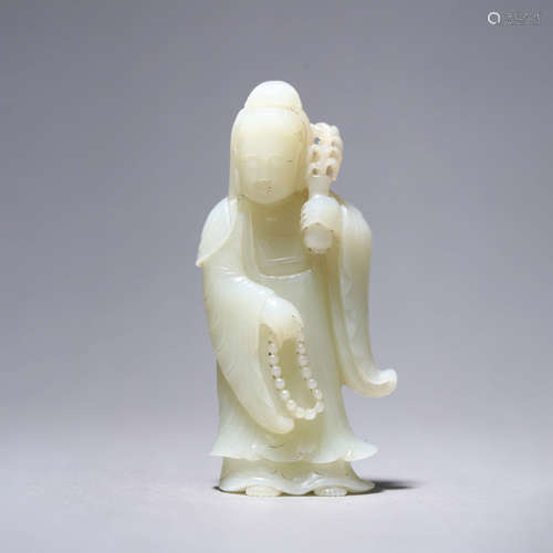 A Carved Jade Guanyin Statue