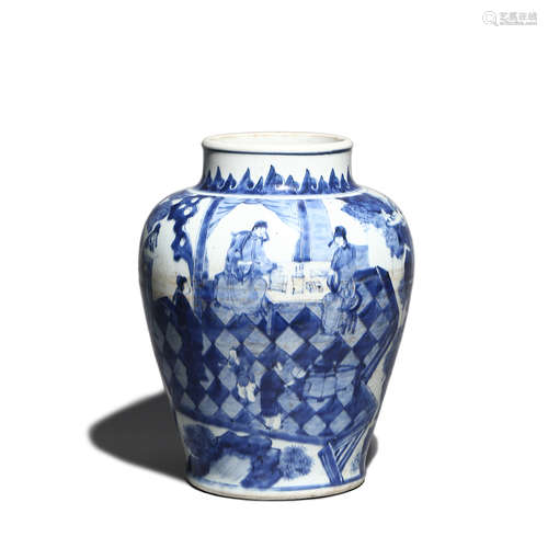 A Blue And White Figure Jar