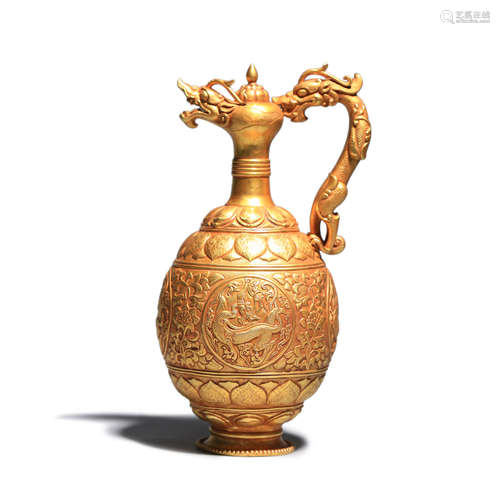 A Gold Dragon-Lid Globular Pot