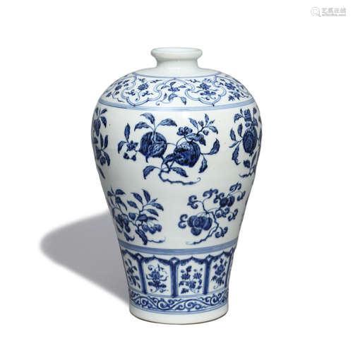 A Blue And White Flower Meiping Vase