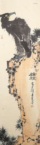 Pan Tianshou  Eagle Painting Scroll