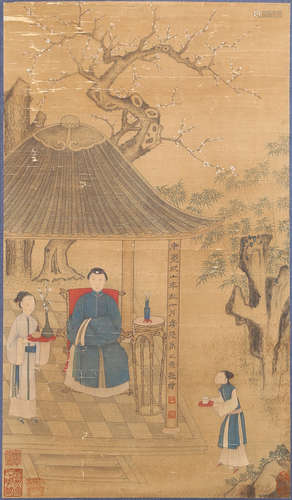 Yu Zhiding  Figure Painting Scroll