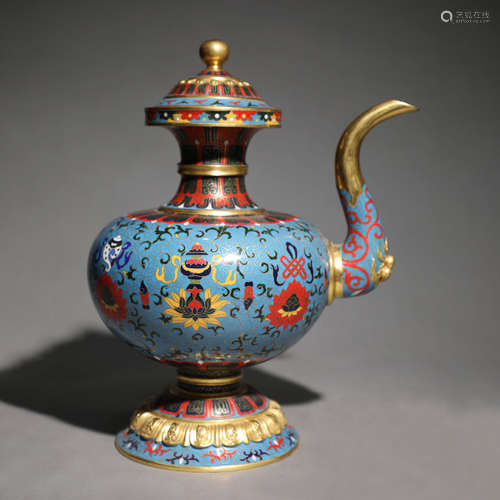 A Cloisonne Enamel Eight Emblems Penba-Style Pot