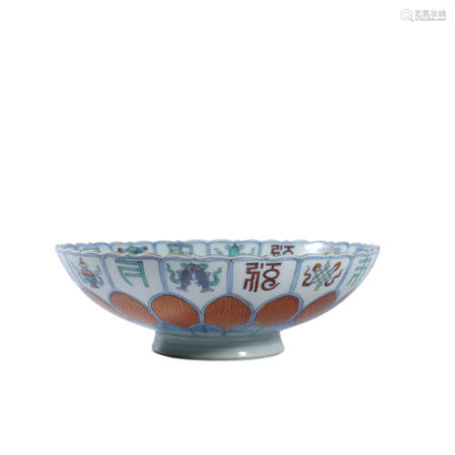 A Doucai Lobed Eight Treasures Bowl