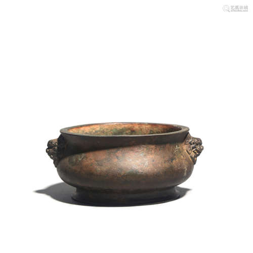 A Bronze Double-Eared Incense Burner