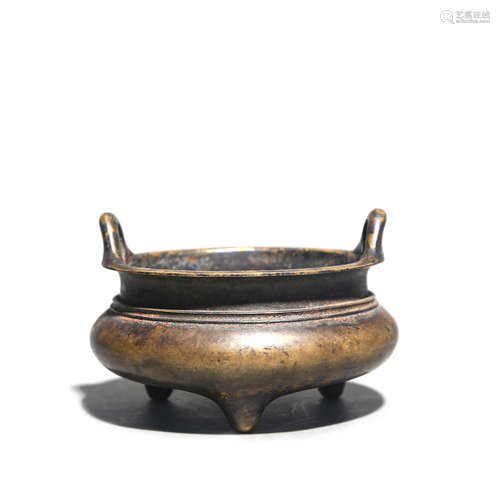 A Bronze Double-Eared Incense Burner