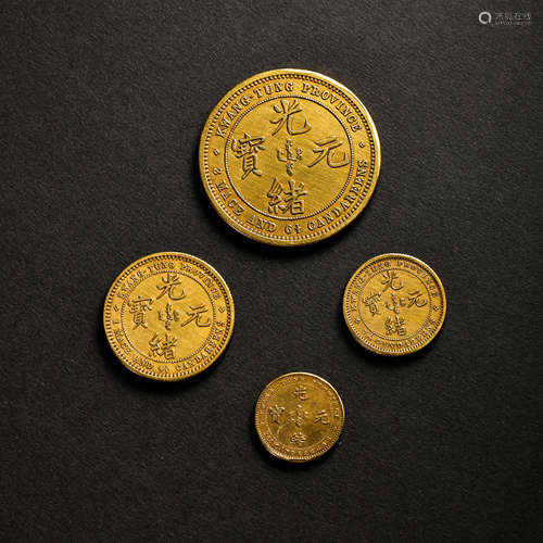 A SET OF PURE GOLD COINS, THE LATE QING DYNASTY, CHINA