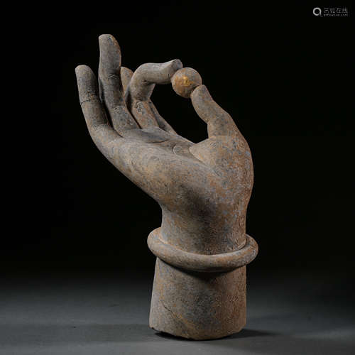 BLUESTONE BUDDHA HAND, TANG DYNASTY, CHINA