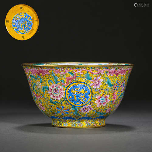 COPPER ENAMEL BOWL, QIANLONG PERIOD OF THE QING DYNASTY, CHI...