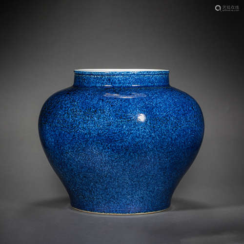 BLUE GLAZED JAR, QING DYNASTY, CHINA