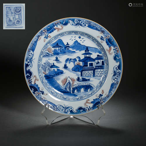 QING DYNASTY, CHINESE BLUE AND WHITE PLATE