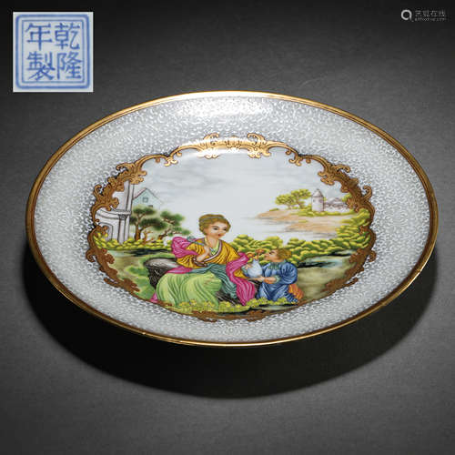 PORCELAIN ENAMEL PLATE, QIANLONG PERIOD OF THE QING DYNASTY,...