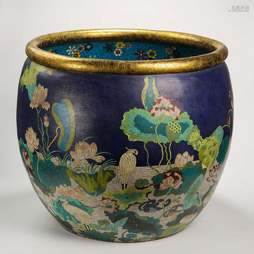 LARGE CLOISONNE POT, QING DYNASTY, CHINA